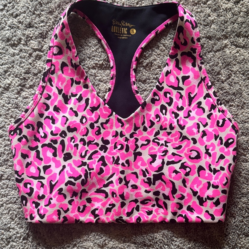 Lilly Pulitzer Pink Leopard Print Sports Bra